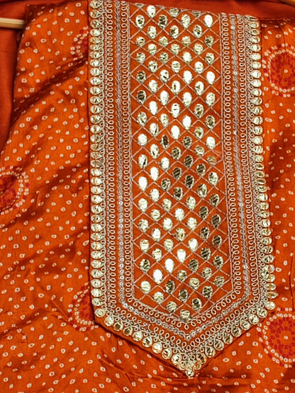 Rusty Orange Bandhani Print Suit