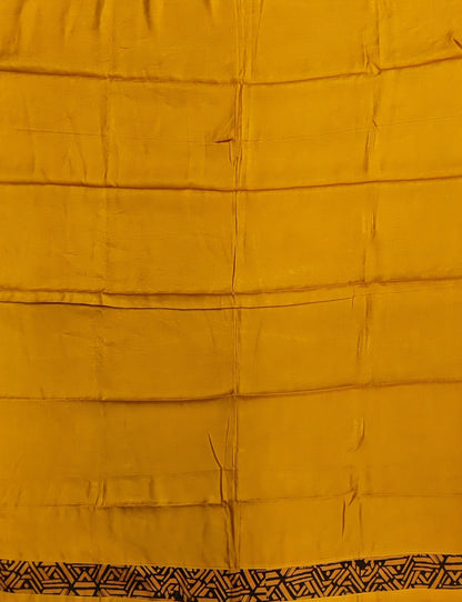 Mustard Muslin Silk Suit with Applique Work