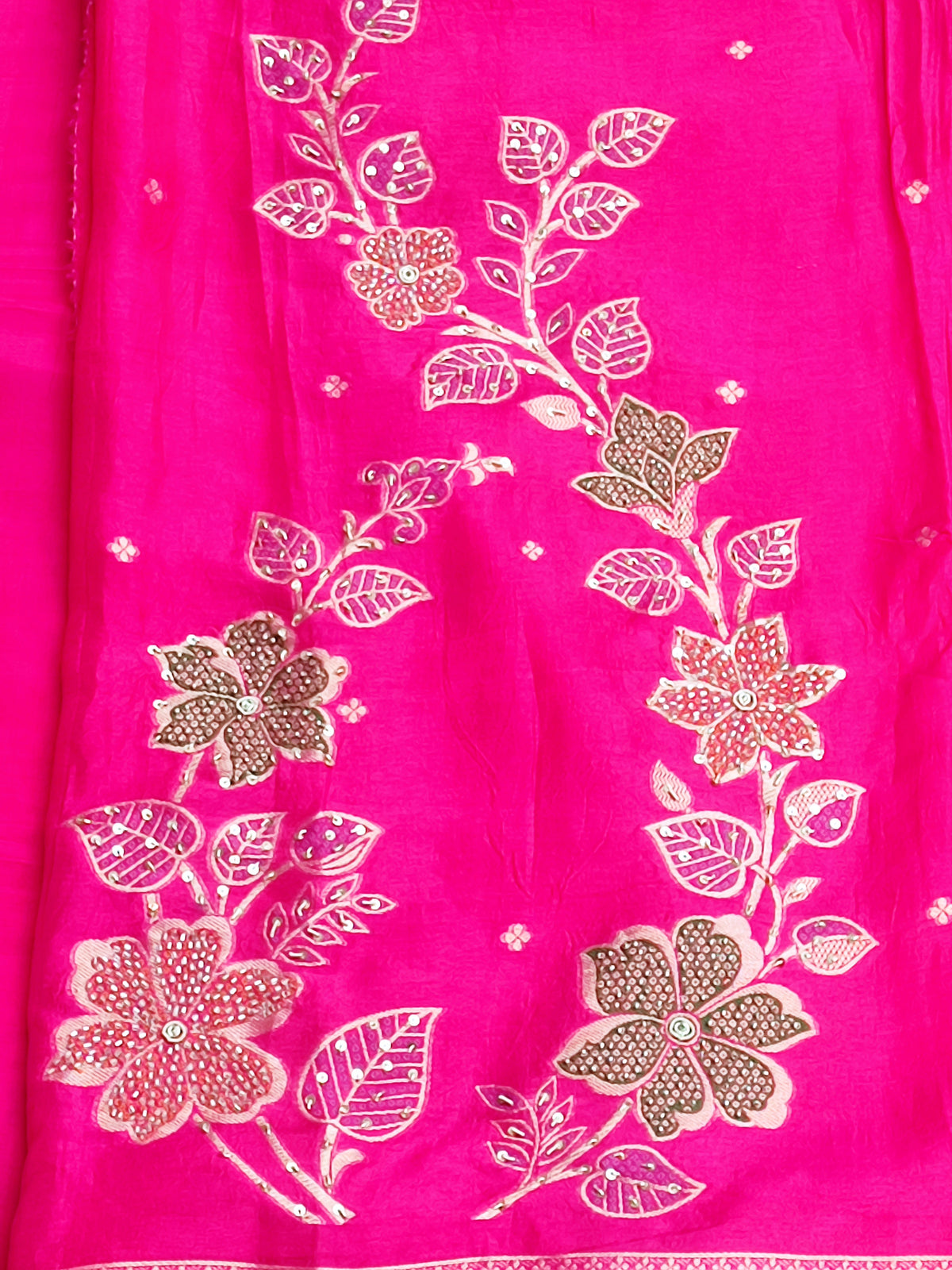 Magenta Banarasi Silk Suit with Moti & Dabka Work