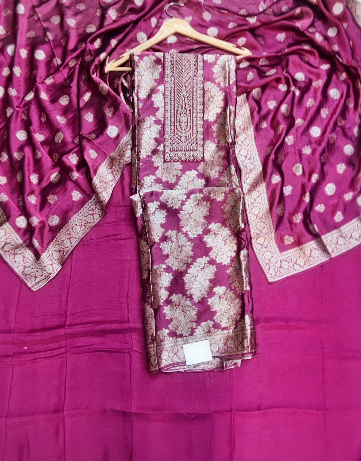 Purple Banarasi Woven Silk Suit with Zari Work