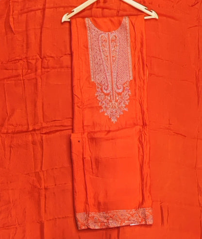 Orange Silk Suit with Bandhani Banarasi Dupatta
