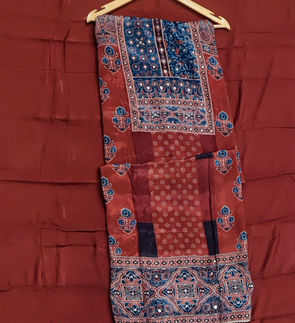 Rust Geometric Print Crepe Suit