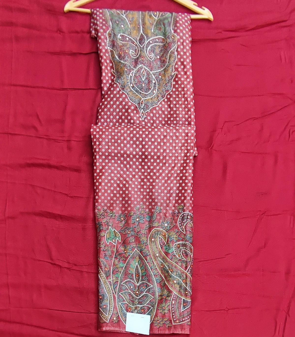Rust Polka Dot Chanderi Suit
