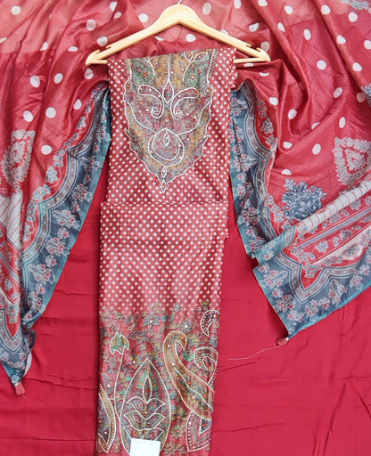 Rust Polka Dot Chanderi Suit