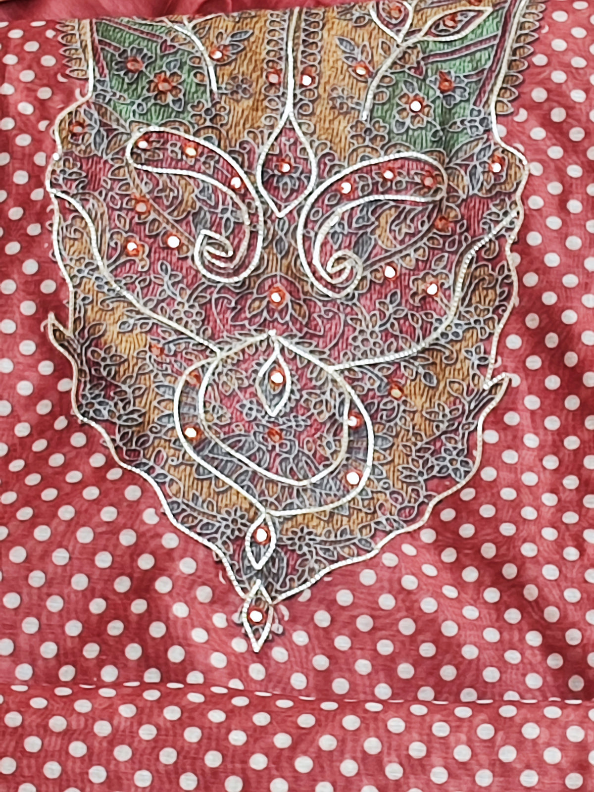 Rust Polka Dot Chanderi Suit