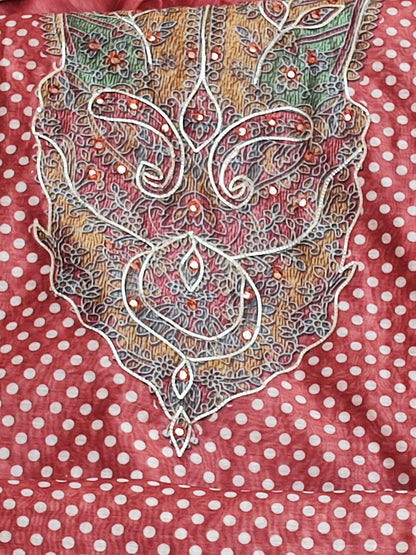 Rust Polka Dot Chanderi Suit