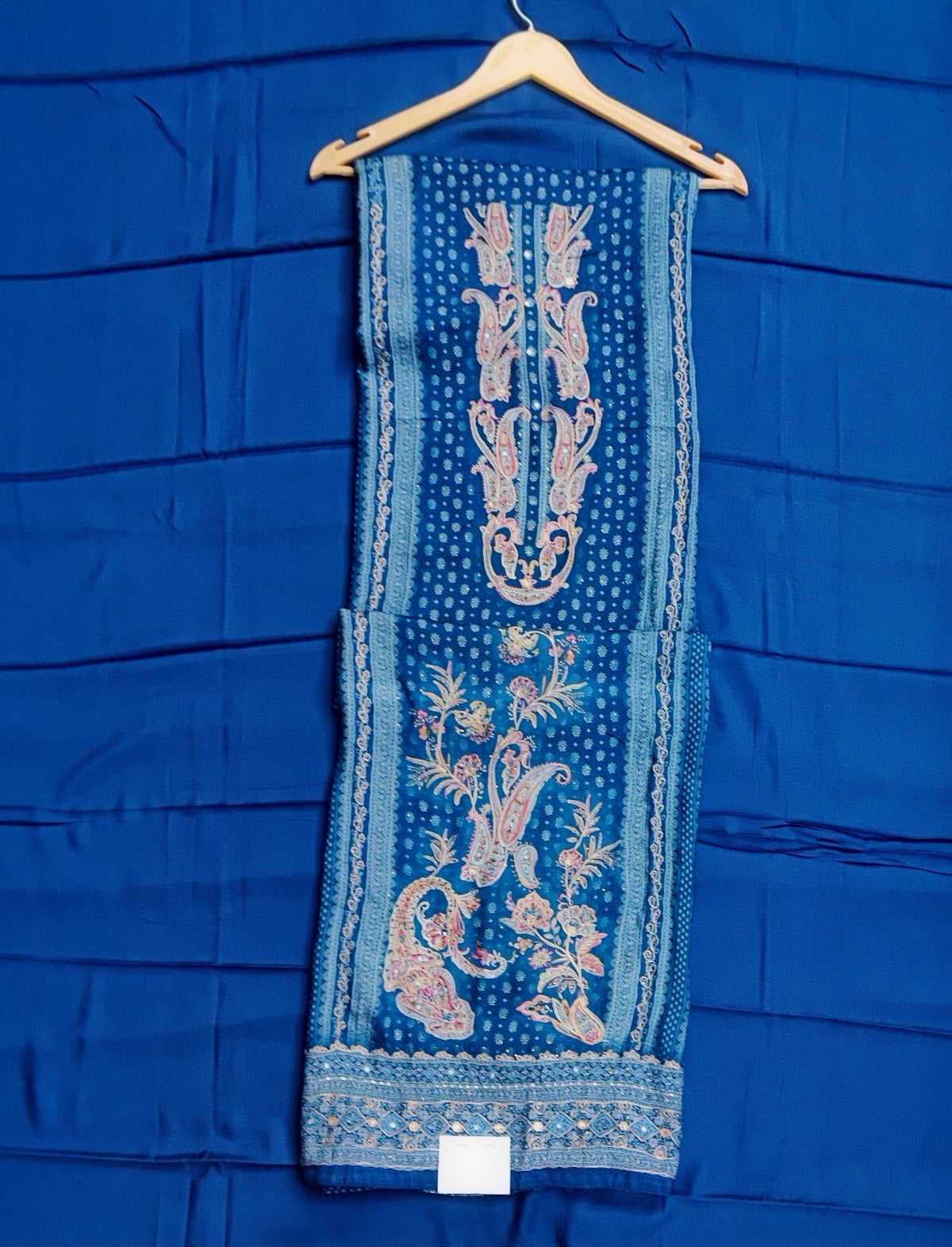 Blue Paisley Printed Muslin Suit