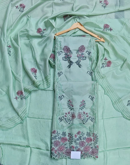 Light Green Tissue Suit with Resham Work