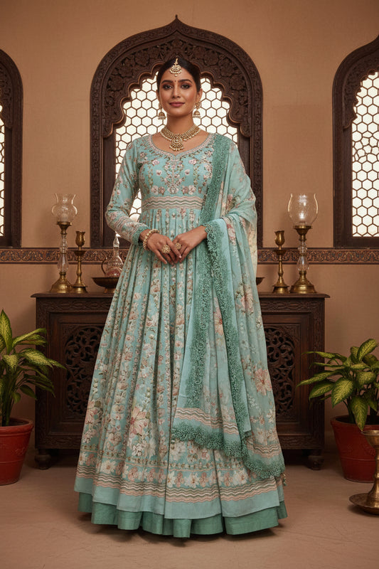 TealGreen Georgette Suit