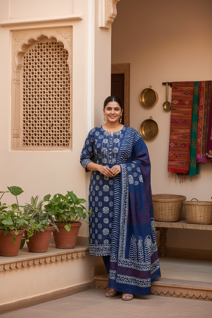 NightBlue Cotton Suit