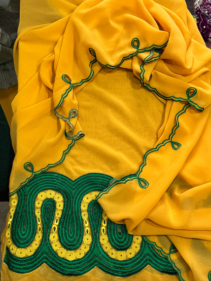 Mustard Georgette Suit with Resham Work