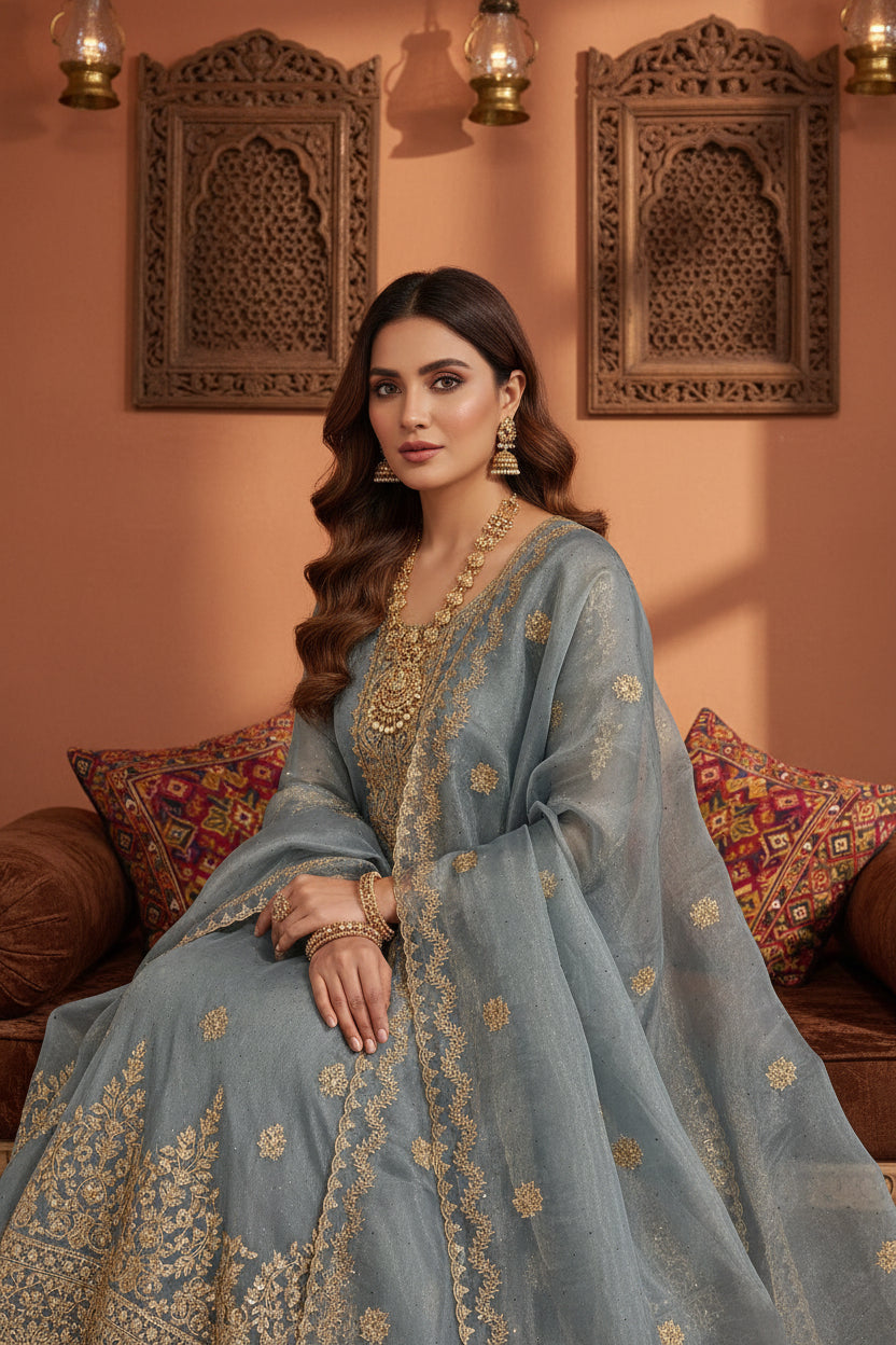 IceBlue Organza Suit