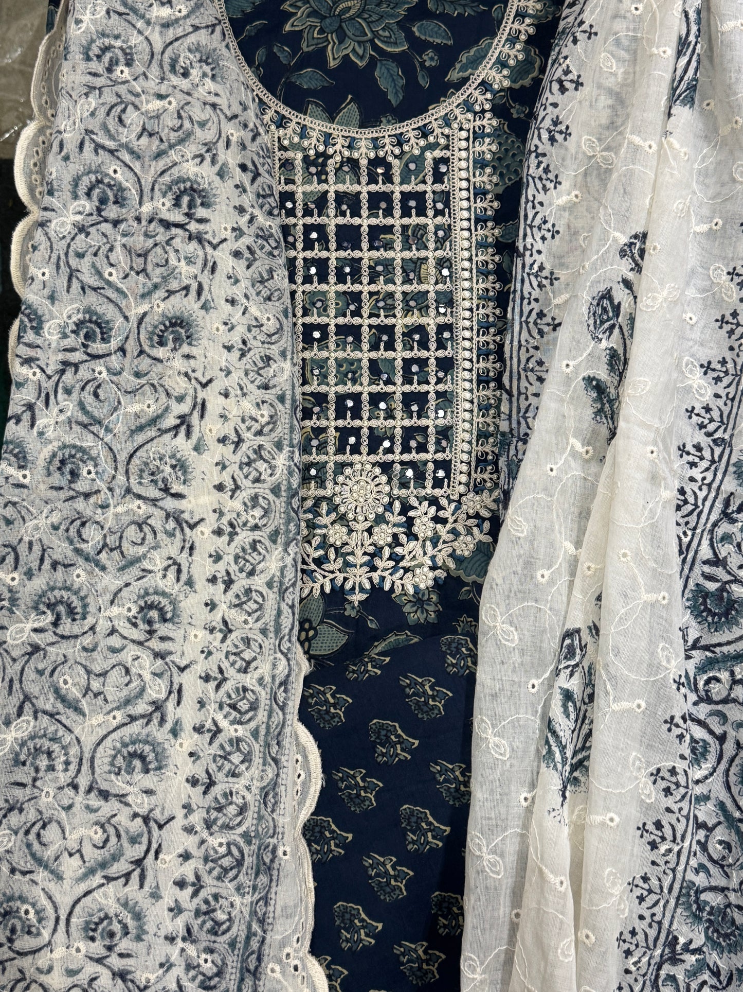 Blue Dori  Cotton Suit