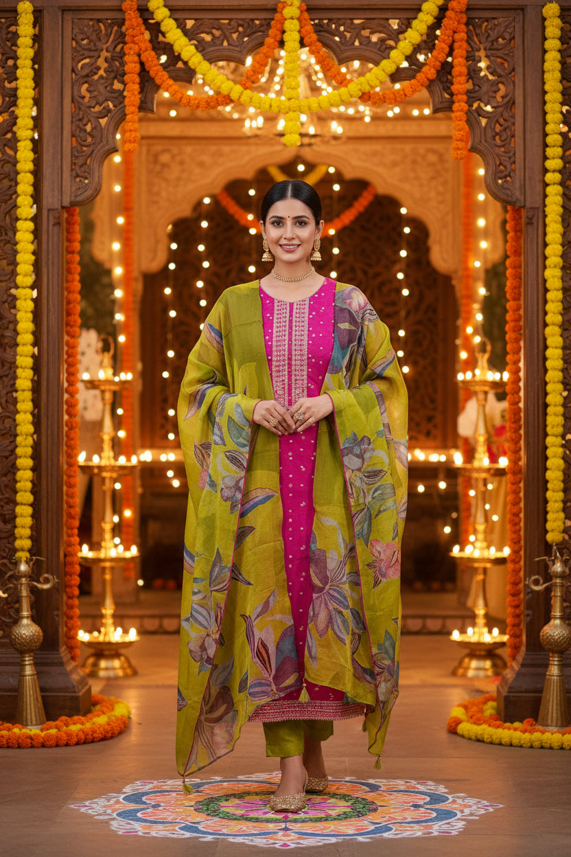 HotPink Banarsi Silk