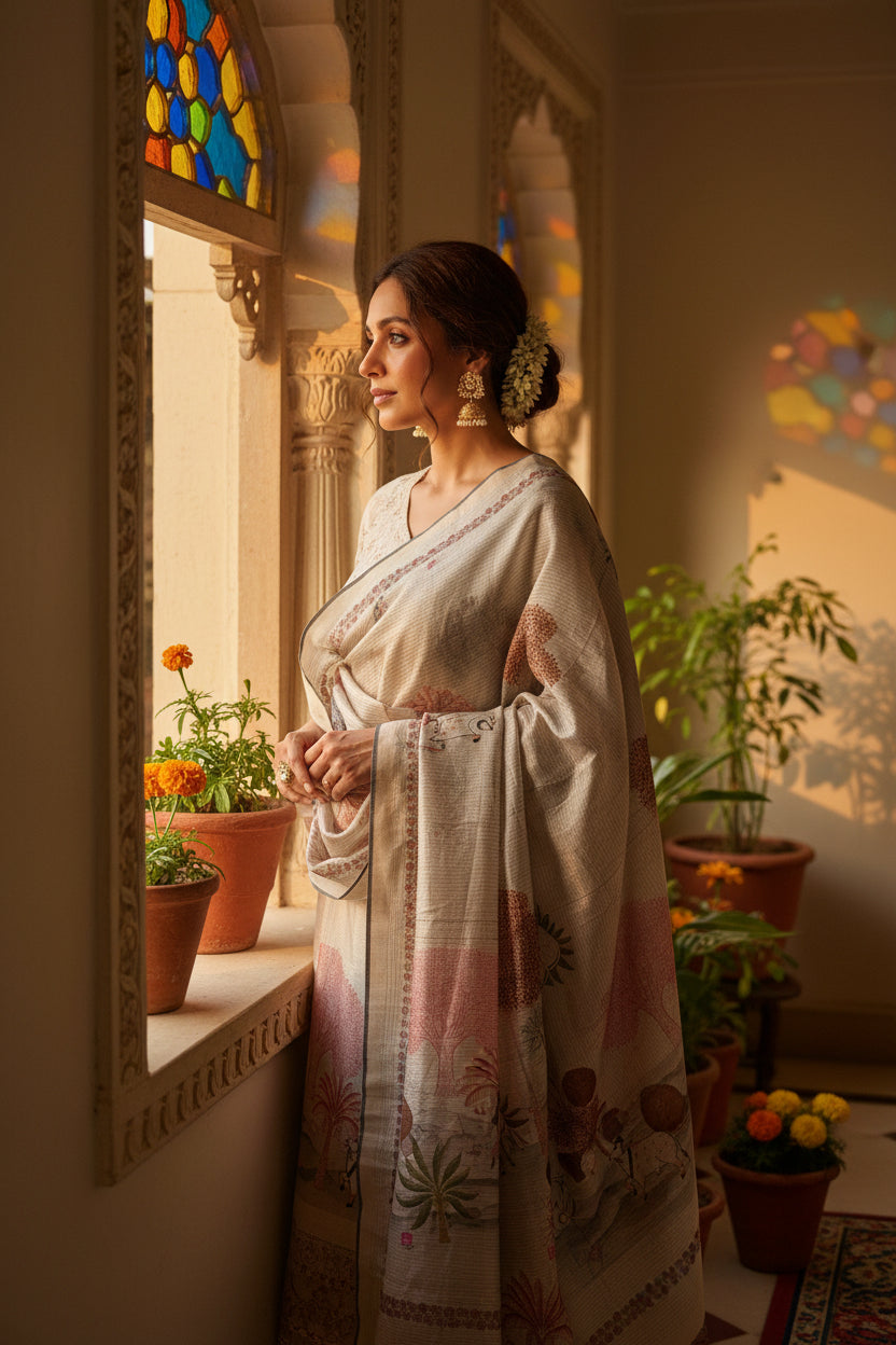 Pichwai Print Ivory Suit