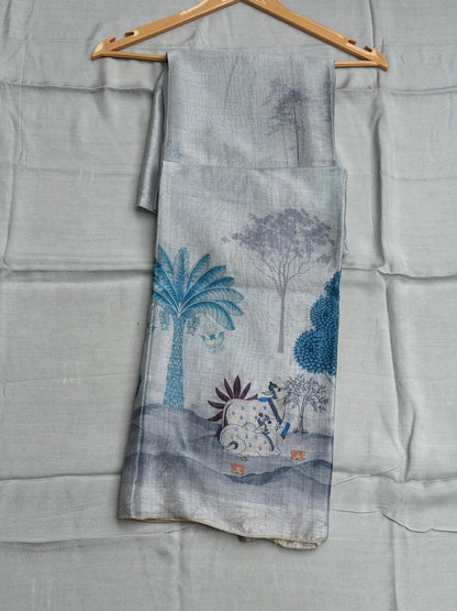 Pichwai Print Grey Suit