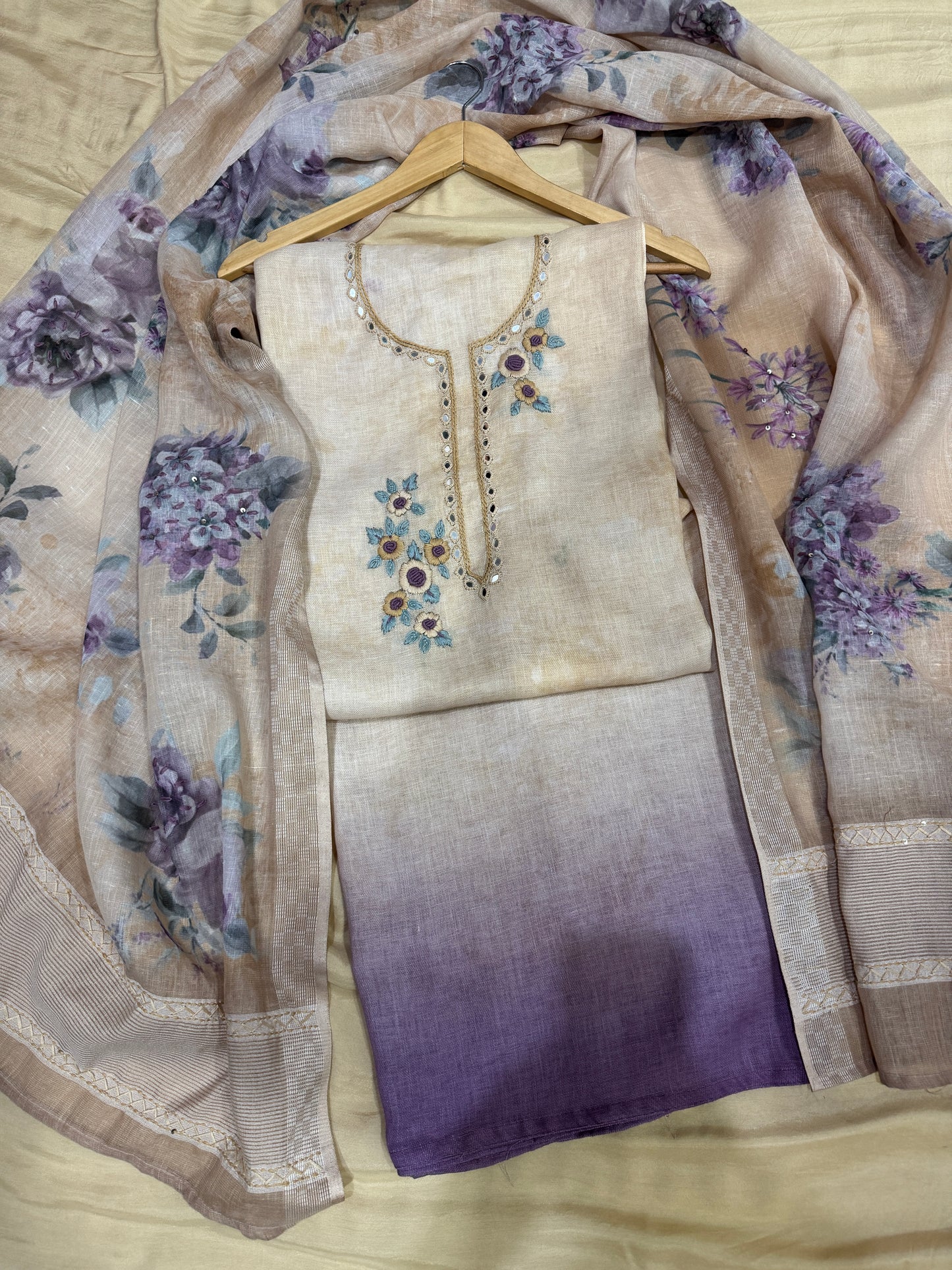 Ombre Ivory Purple Suit