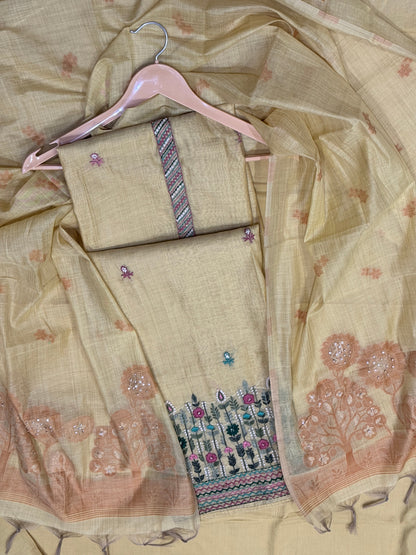 Lemon Jamdani Suit