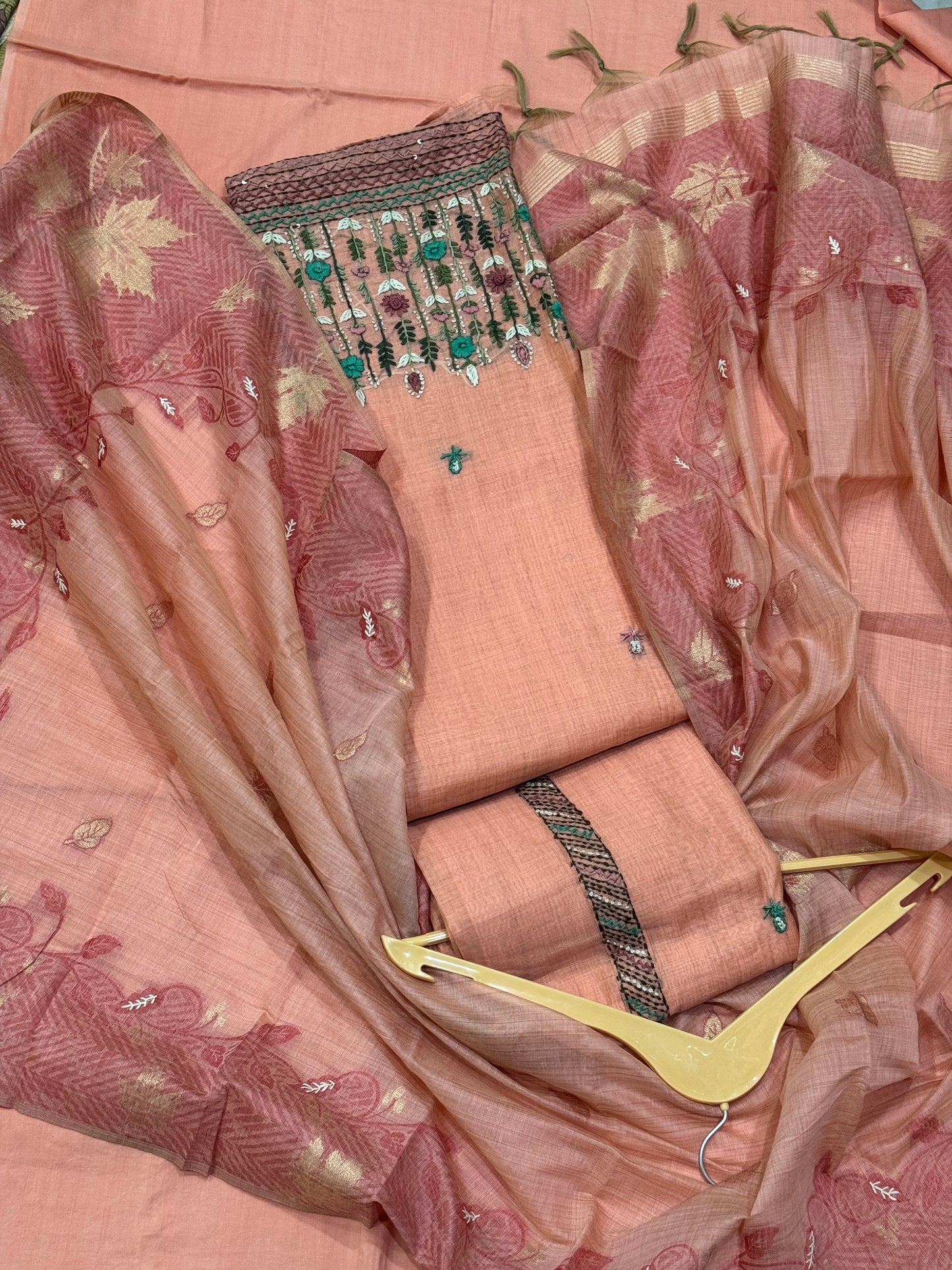 Peach Jamdani Suit