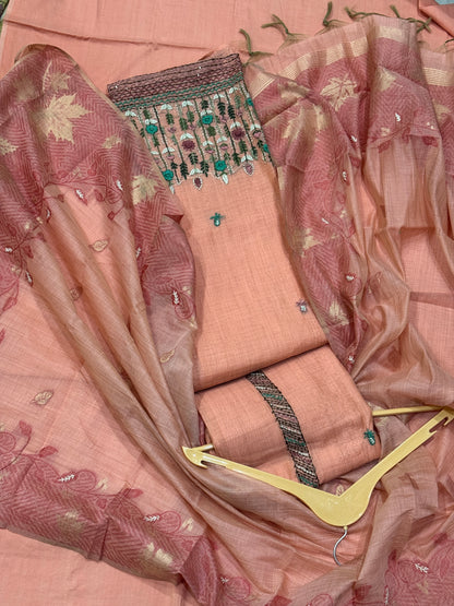 Peach Jamdani Suit