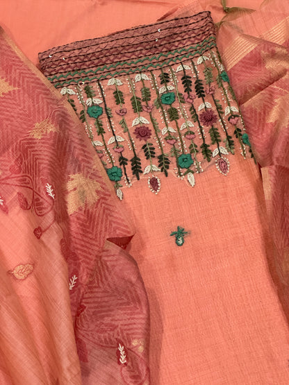 Peach Jamdani Suit