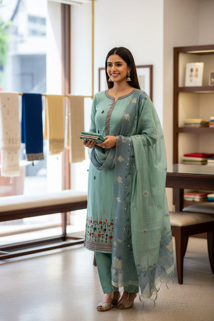 TealBlue Jamdani Suit