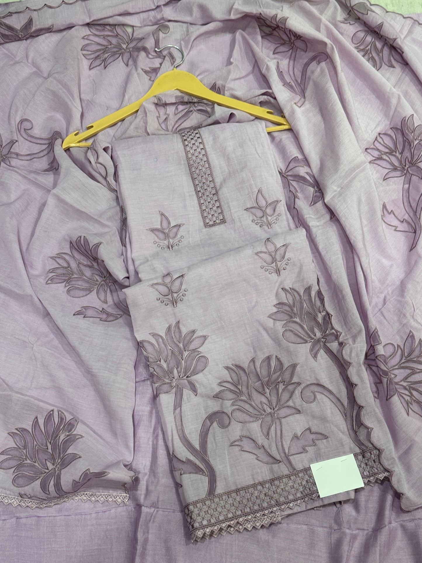 Lavender Applique Mul Suit