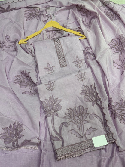 Lavender Applique Mul Suit
