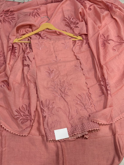 Peach Applique Mul Suit