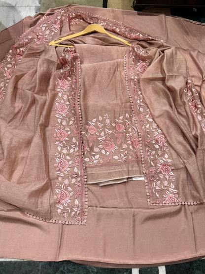 Pink Resham Work Mul Suit