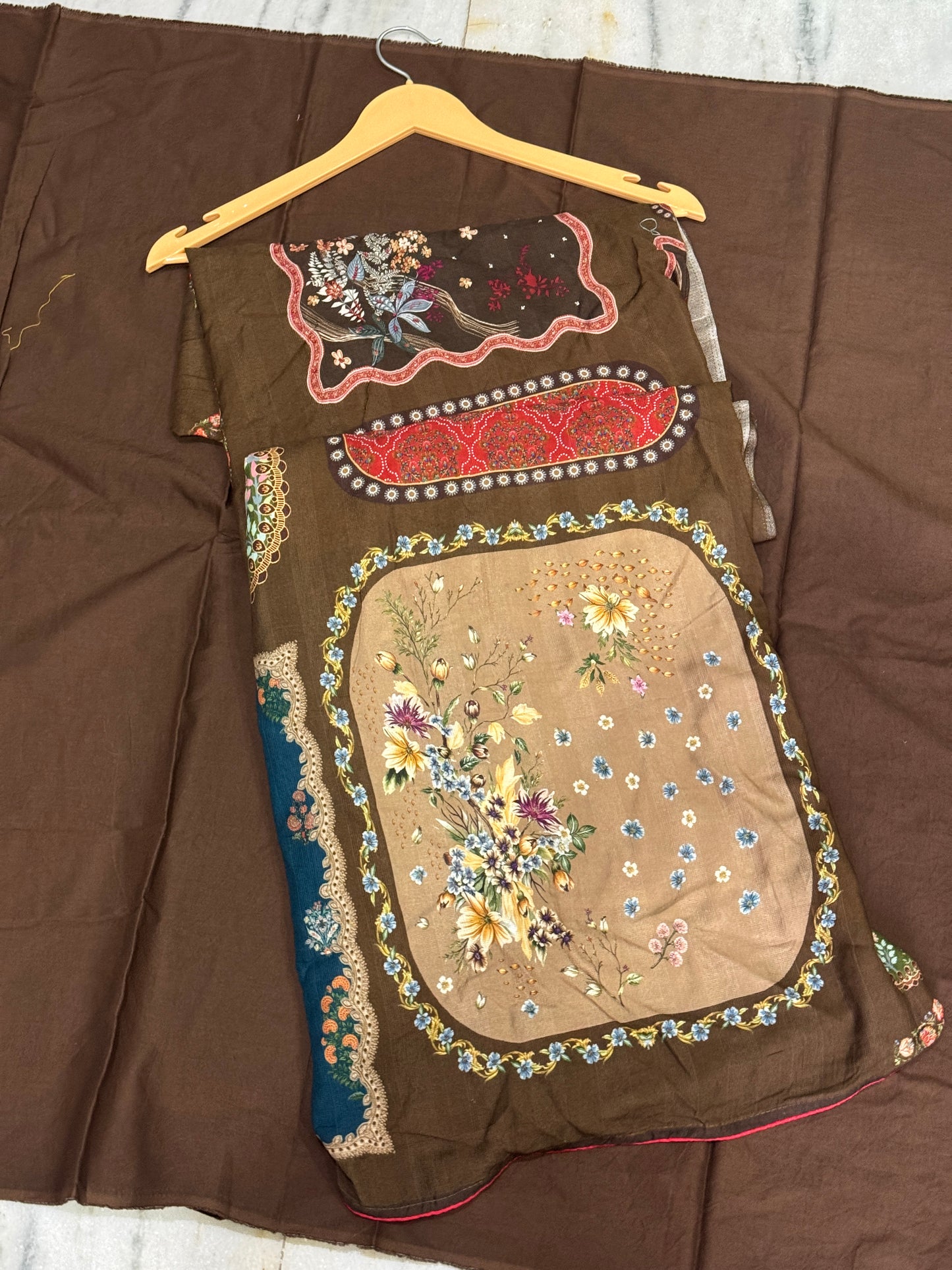 Brown Printed Mul Suit