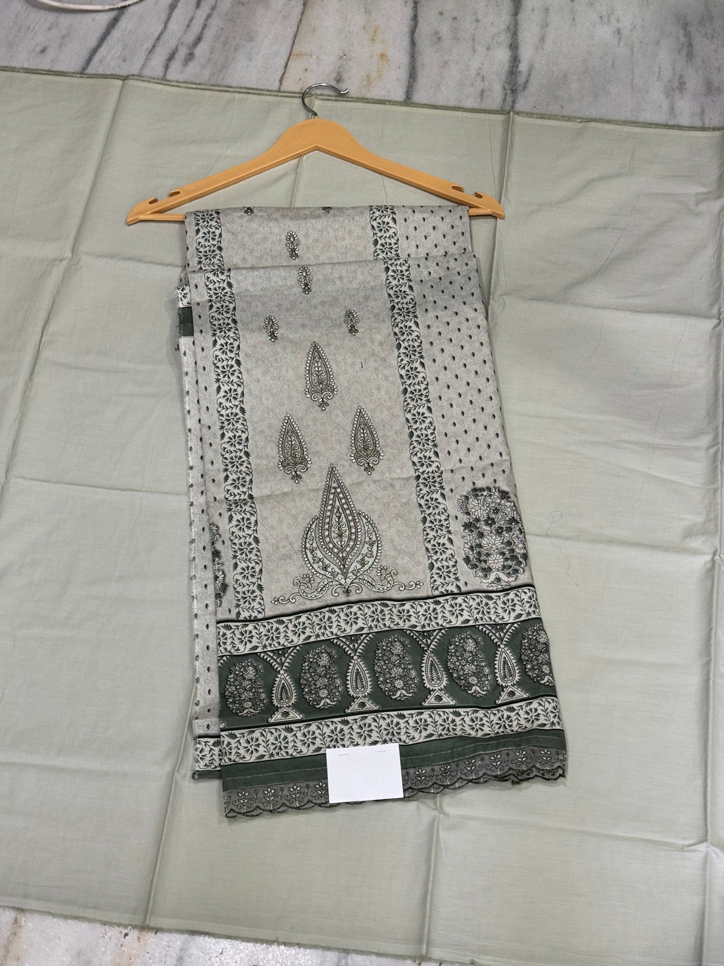 Green Printed Mul Suit