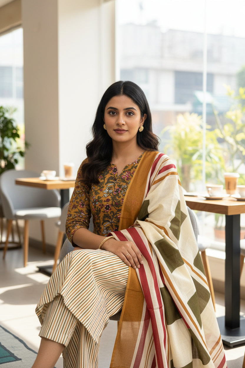 Mustard Kalamkari  Suits