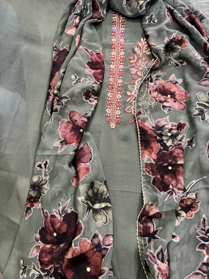Olive Organza Suit
