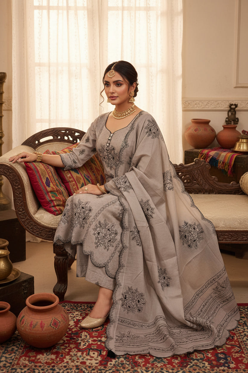 Grey Black Mul Cotton