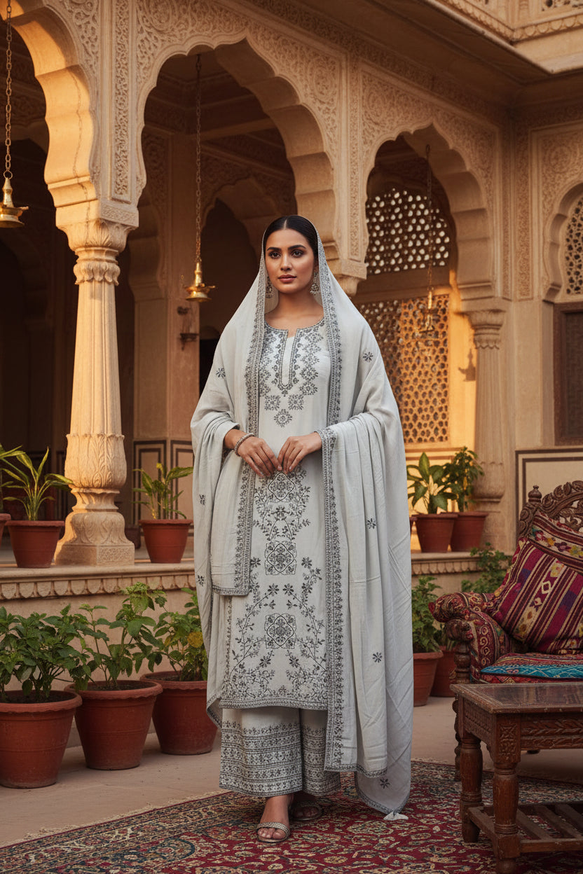 Grey Thread Mul Cotton